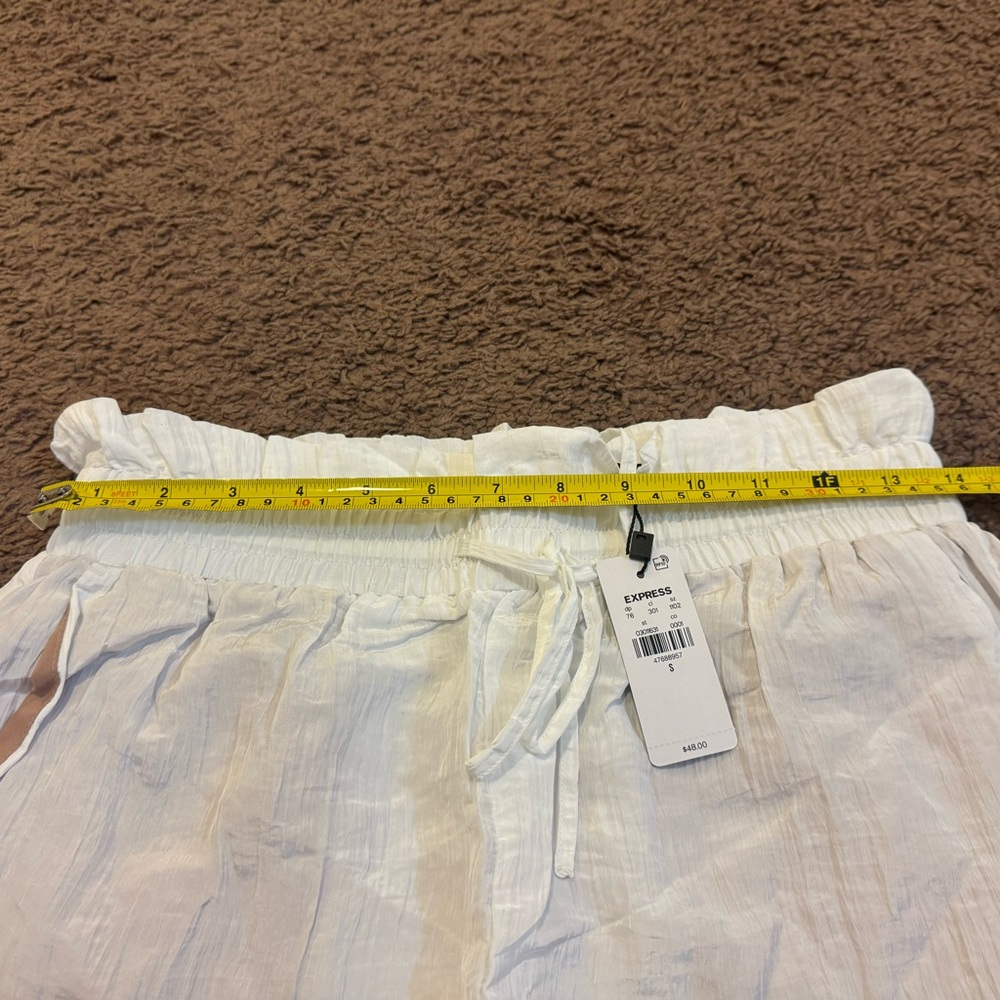 Express White Crinkle Paper bag Pull On Short Size S M L XL NEW $48 - Picture 11 of 13